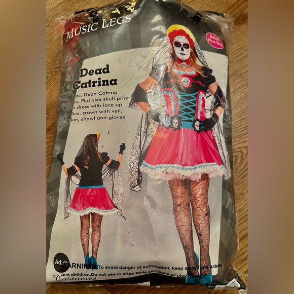 CATRINA Day if the Dead Halloween Costume Dress Adult Plus Size XL NWT - Picture 5 of 15